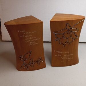 2003 Maya Angelou Wooden Sculpture Book ends